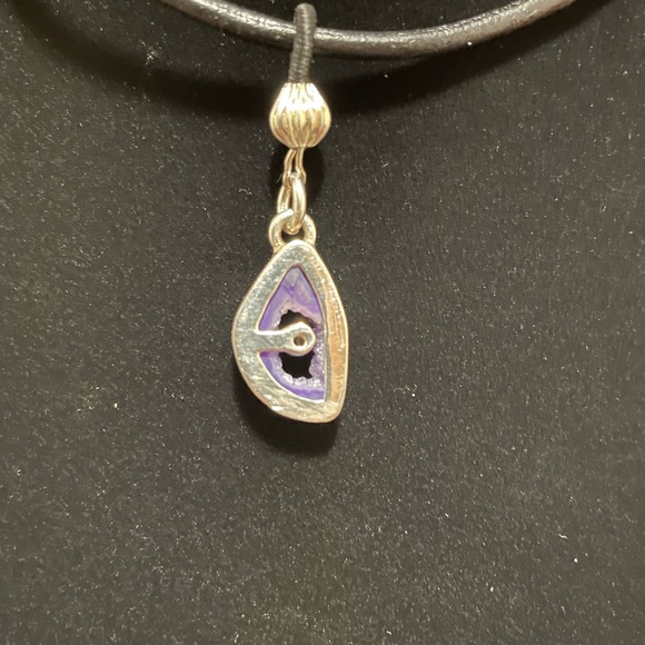 Natural amethyst agate and Druzy pendant - Picture 3 of 3
